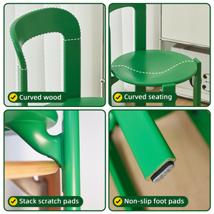 เก้าอี้ทานอาหาร, เก้าอี้ไม้เนื้อแข็งแบบมีพนักพิงซ้อนกันได้, เก้าอี้สำหรับพักผ่อน, เก้าอี้สำหรับโต๊ะทำงาน, บรรจุภัณฑ์สำหรับสั่งซื้อทางไปรษณีย์, เก้าอี้สไตล์กลางศตวรรษ, เก้าอี้คาเฟ่ดีไซน์สวิส - Product Image 5