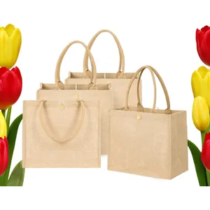 Venta al por mayor respetuoso con el medio ambiente de gran capacidad de alta calidad orgánico plegable yute playa bolsa de compras con logotipo de impresión personalizado - Product Image 1