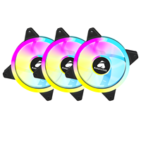 Kipas Chassis RGB 120mm Bingkai Hitam Dual Halo, Cahaya Gradasi Pelangi, Angin Kencang, Pendingin Komputer Senyap untuk Gaming Tower