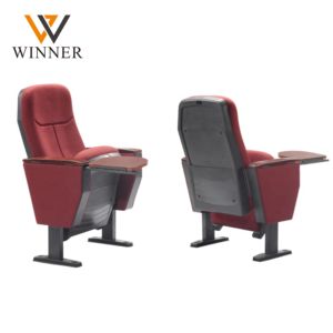 Fauteuil d'Église Noir Pliant en Métal, <span class=keywords><strong>Bois</strong></span> et Tissu pour Conférences, avec Tablette d'Écriture, pour Salles de Conférence et Auditoriums - Product Image 3