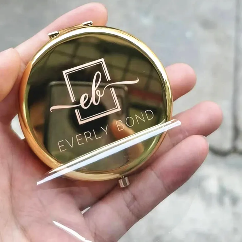 Espejo de bolsillo con impresión personalizada, espejo compacto de Metal en blanco de tamaño pequeño, nuevo estilo de alta calidad