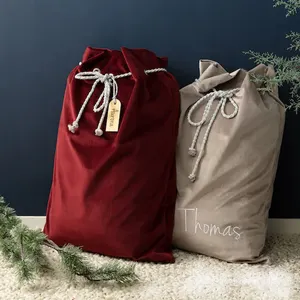 Saco de Navidad de lujo personalizado, venta al por mayor, de terciopelo, sublimación, de Santa