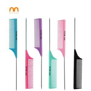 Peine <span class=keywords><strong>de</strong></span> cola <span class=keywords><strong>de</strong></span> rata antiestático LOGO para <span class=keywords><strong>peluquería</strong></span>, peine <span class=keywords><strong>de</strong></span> metal para seccionar, separar y peinar el cabello, peine para trenzas - Product Image 1