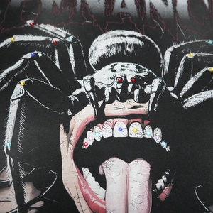 T-shirt da uomo con strass squadrato in spugna francese con stampa digitale personalizzata con stampa bianca - Product Image 4
