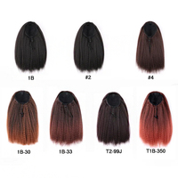 Extensions de cheveux synthétiques en queue de cheval à clipser, style Afro Yaki ondulé noir, vente en gros pour les vendeurs