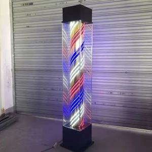 ป้ายไฟร้านตัดผมแบบหมุนได้ ไฟ LED สำหรับภายนอกอาคาร สว่างมาก กันน้ำ ป้ายร้านทำผม กล่องไฟกระจกหลากสี - Product Image 6