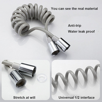 Pulvérisateur de bidet portatif pour salle de bain, design moderne et flexible, avec tuyau spiralé en PVC de 3 m (blanc/noir/gris) et raccords en acier inoxydable
