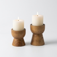 Porte-bougie en bois rustique fait à la main, support de bougie rond, décoration de table pour la décoration de la maison