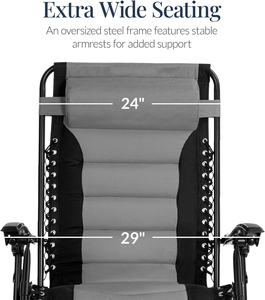 كرسي استرخاء كبير الحجم قابل للطي للحدائق الخارجية مع مسند للرأس وحامل أكواب، كرسي استلقاء مضاد للجاذبية - Product Image 4