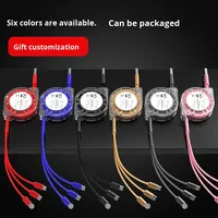Kabel Data Type-C 3-in-1 Retractable Konduktor Tembaga Murni Multi-Fungsi Pengisian Daya Transfer Data Selubung PVC Cetakan Pribadi BJC