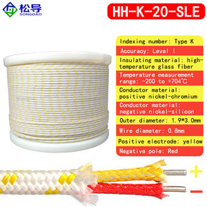 Cable <span class=keywords><strong>de</strong></span> Termopar Tipo K HH-K-20-SLE, Cable <span class=keywords><strong>de</strong></span> Medición <span class=keywords><strong>de</strong></span> <span class=keywords><strong>Temperatura</strong></span> <span class=keywords><strong>con</strong></span> Aislamiento <span class=keywords><strong>de</strong></span> Fibra <span class=keywords><strong>de</strong></span> Vidrio HH-K-24-SLE - Product Image 2