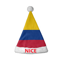 Chapeau de Noël personnalisé à motif colombien, bonnet de Noël en flanelle avec bord en peluche, couvre-chef de fête pour les fêtes de Noël et la décoration de bars