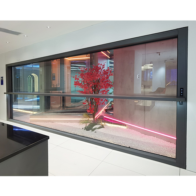 Motorized Vertical Sliding Guillotine Window Remote Controlled Patio Aluminum Glass Window for Balcony
