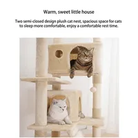 Arbre à chat stable à plusieurs niveaux avec deux niches et griffoirs