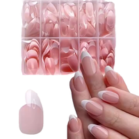 Faux Ongles Français Réutilisables Mignons en Gros, Rouge Moyen Amande Blanc, Design Carré Personnalisé en ABS pour Usage Quotidien, Cadeaux DIY pour Filles