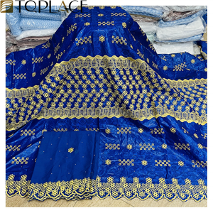 Tissu en Dentelle Polyester <span class=keywords><strong>Bazin</strong></span> <span class=keywords><strong>Riche</strong></span> Nigérian avec Pierres, Ensemble <span class=keywords><strong>Bazin</strong></span> Imprimé <span class=keywords><strong>2022</strong></span> pour Vêtements de Fête - Product Image 4