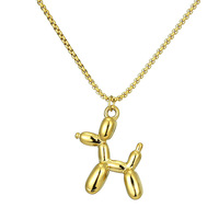 Collier de bijoux pendentif à breloque chien ballon zircon en acier inoxydable à la mode