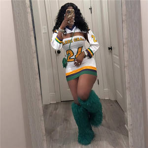 Conjunto de 2 Piezas de Moda Deportiva para Mujer, Primavera Verano, Nuevo, Mardi Gras, Top Corto de Manga Larga con Cuello en V, Vestido sin Tirantes - Product Image 2