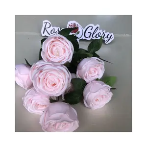 ช่อดอกกุหลาบ RG-300สีชมพูบลัชออนดอกไม้ประดิษฐ์สำหรับตกแต่งบ้านงานแต่งงาน