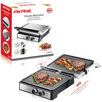 Machine à steak AKANE 1400W, gril électrique, plateau de cuisson double face avec angle réglable, surface antiadhésive, régulateur de température