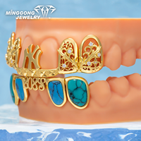 Bijoux fins personnalisables plaqués or 10K/14K/18K 925, style Hip-Hop, Bar Grillz, Moissanite VVS, Turquoise, style Hip-Hop tendance