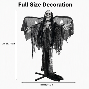 Decorazione <span class=keywords><strong>Scheletro</strong></span> Alato di <span class=keywords><strong>Halloween</strong></span> 200cm, Grim Reaper con Occhi LED Luminosi e Suono, per Esterni e Interni, Oggetto Scenico per Giardino e Feste in Veranda - Product Image 4