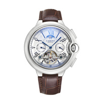 Montre mécanique de luxe pour homme de la marque Time Token, avec tourbillon, cadran ajouré, aiguilles automatiques, bracelet en cuir, résistance à l'eau 3ATM