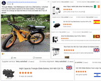 Batterie de vélo électrique 36V 25Ah OEM/ODM, vente en gros d'usine, 24V-52V 10Ah-30Ah, SilverFish 30A BMS 4A Chargeur Lithium 21700