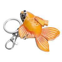 Porte-clés Poisson Rouge en Cuir Fait Main, Peint à la Main, Pendentif Poisson Orange, Porte-bonheur Chinois, Cadeau Promotionnel, Vente en Gros