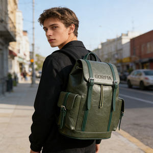 Vintage Style Leather <b>Backpack</b> Casual Travel <b>Backpack</b> <b>Large</b> Capacity Laptop <b>Backpack</b> Custom Logo OEM Factory - Product Image 1