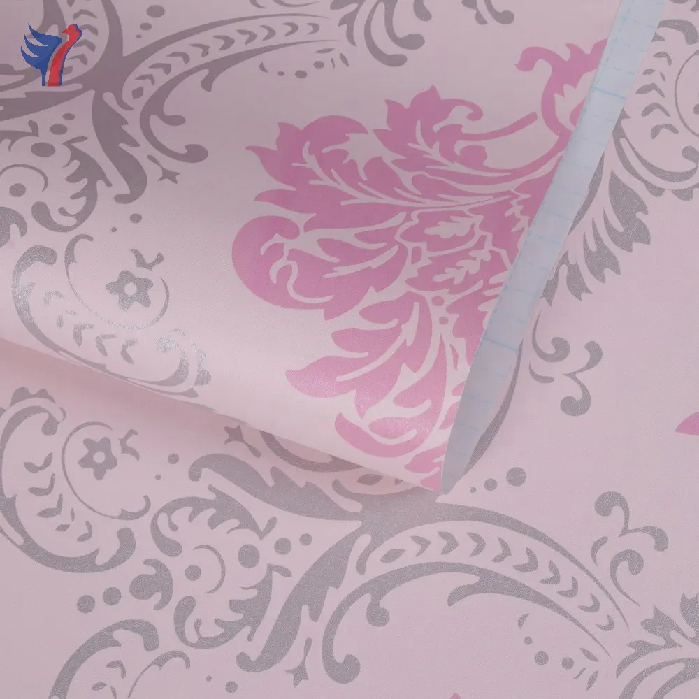 Pegatina de pared Floral romántica rosa para niña, papel de vinilo para pelar y pegar, película de decoración, papel tapiz