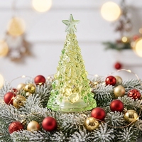 Bougie LED en cristal craquelé multicolore en forme de sapin de Noël avec étoile sur le dessus, mini ornement de table de Noël, logo personnalisé, décoration de Noël