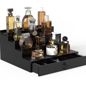 Estante Elevado <span class=keywords><strong>de</strong></span> 4 Niveles para Exhibición <span class=keywords><strong>de</strong></span> Perfumes con Cajón <span class=keywords><strong>de</strong></span> Almacenamiento, Organizador <span class=keywords><strong>de</strong></span> Perfumes y Exhibidores, Excelente Regalo para Hombre - Product Image 3