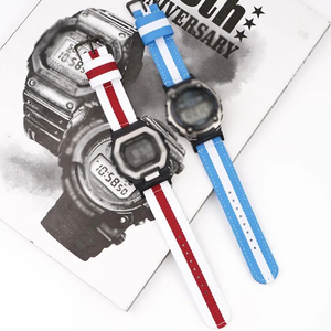 Bracelet de <span class=keywords><strong>montre</strong></span> en tissu de nylon de toile de rayure colorée de mode pour les bracelets de <span class=keywords><strong>montre</strong></span> <span class=keywords><strong>Casio</strong></span> GA2100 DW5600 16mm avec l'adaptateur en <span class=keywords><strong>plastique</strong></span> - Product Image 5