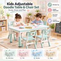 Ensemble table et chaise pour enfants réglables en hauteur avec surface d'écriture pour la garderie, la salle de classe, l'étude, le dessin et les jeux