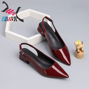 Zapatos de Mujer 2025, Nueva Colección de Primavera, Estilo Europeo Americano, Talla Grande, Punta Puntiaguda, Sin Talón, con una Sola Correa, Color Sólido, Artificial - Product Image 4