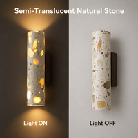 Lámpara de Pared LED de Piedra de Terrazo Natural, Bombilla G9 para Interiores, Diseño Moderno con Luz Arriba/Abajo, Alto CRI 90, 3000K Blanco Cálido para Dormitorio o Pasillo