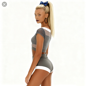 Костюм для танцев для девочек: топ с длинным рукавом и поясом, дизайн «крест», из спандекса/нейлона, в стиле лирика - Product Image 6