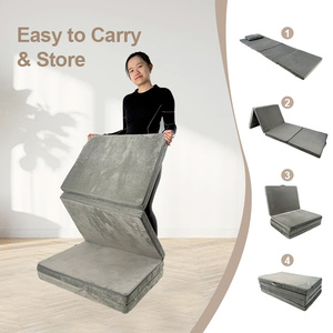 High-Density 4-Fold Mattress Portable <strong>Guest</strong> <strong>Bed</strong> with Removable Washable Cover Tatami Floor Mat Camping <strong>Bed</strong> Made of Sponge - Product Image 4