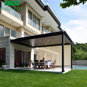 <span class=keywords><strong>Pergola</strong></span> d'extérieur <span class=keywords><strong>à</strong></span> couverture rouge 16X16 avec <span class=keywords><strong>store</strong></span> roulant motorisé - Product Image 3