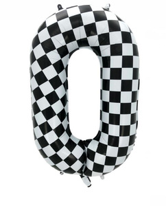 40 Inch Checkered <strong>2</strong> <strong>Balloon</strong> Large Black and White Number <strong>Balloon</strong> for Two Fast Race Car Birthday Party Supplies - Product Image 1