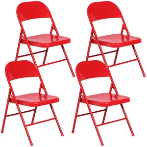 Großhandel rot tragbare klappbare Outdoor Metall Stahl Stühle zum Verkauf
