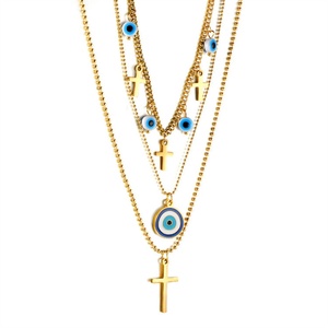 Wholesale Charms Jewelry 18k Gold Plated Stainless Steel Demon Eye Pendant <b>Necklaces</b> Women - Product Image 3