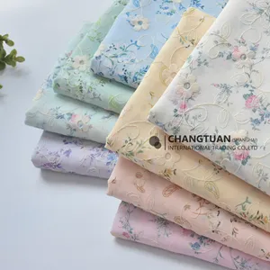 Tissu de broderie personnalisé pour vêtements de femmes Tissu brodé floral rose vintage