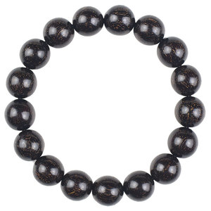 Bracelet de perles en bois de sang 12 mm rondes noires, style ethnique, bijoux unisexe pour usage quotidien - Product Image 4