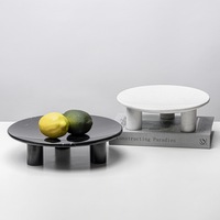 Stonekocc marbre naturel Tripodia plateau rond créatif Dim Sum assiette de fruits pour la maison cuisine stockage des aliments ornement décoration