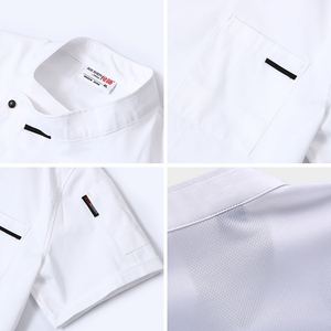 Vêtements de travail en gros Serveur Serveur Uniforme Personnel de cuisine <span class=keywords><strong>Noir</strong></span> et Rouge Chef Manteau Chef Manteau logo - Product Image 2