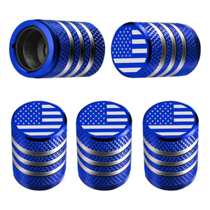 Capuchon de valve de pneu en aluminium noir avec drapeau américain, en métal avec doublure en plastique, résistant à la corrosion et anti-fuite - Product Image 5