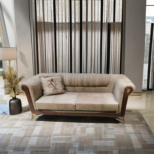 Juego de sofá Seccional de tela de microfibra Modular de diseño italiano, apartamento de Villa con sofás de salón de madera de cuero de terciopelo - Product Image 4