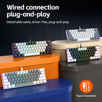 Clavier de jeu mécanique filaire T65 à prix d'usine, interrupteurs rouges, rétroéclairage RGB, 61 touches, Plug and Play, pour le travail au bureau et l'e-sport